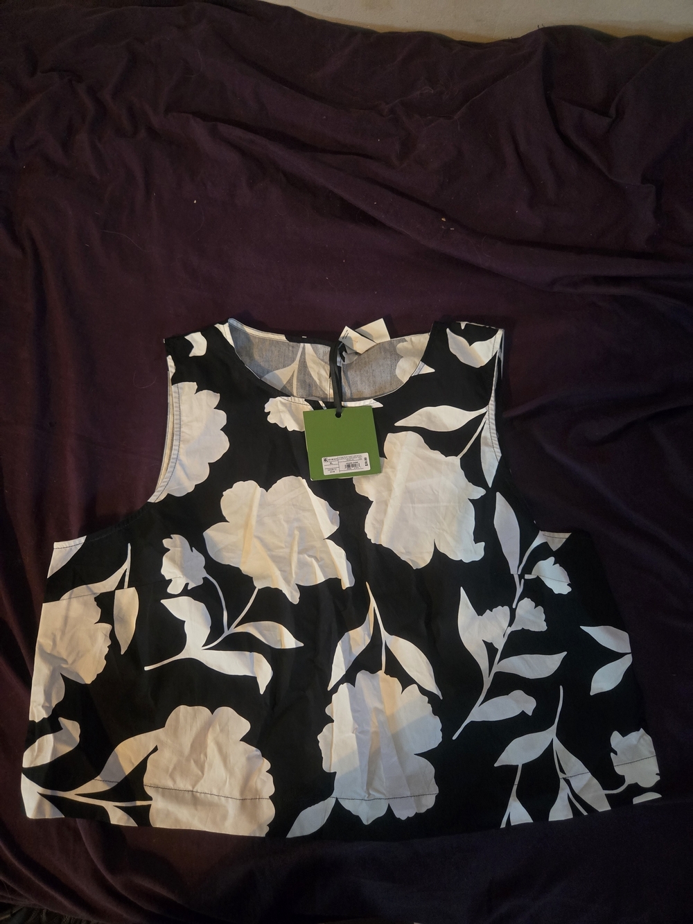 kate spade Black and White Floral Sleeveless Blouse